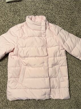 J.Jill Down Puffer Jacket Medium Blush Pink Hidden Snap Zip Coat